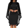 Fashion Women Cape Slim Round Collar Cocktail Party Banquet Bodycon Dress Work Shirt Dress