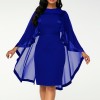 Fashion Women Cape Slim Round Collar Cocktail Party Banquet Bodycon Dress Work Shirt Dress