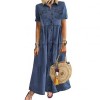 Plus Size 3xl Women Summer Denim Dress Retro Women Short Sleeve Long Loose Denim Dress