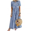 Plus Size 3xl Women Summer Denim Dress Retro Women Short Sleeve Long Loose Denim Dress