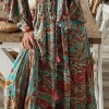  Boho Dress Long Dress Women Casual Dress V-Neck Floral Print   Party Elegant Sundress 