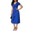 Plus Size Women Short Sleeve V Neck Asymmetric Hem Waist Tight Midi Party DressSummer Women Club Dress 