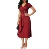 Plus Size Women Short Sleeve V Neck Asymmetric Hem Waist Tight Midi Party DressSummer Women Club Dress 