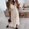 Loose Maxi Dress Summer Sexy Hollow Out Lace Women  Dress for Dating Party Dresses Vestidos 