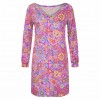 Woman Fashion Dress Beach Women Casual Colorful Flower Long Puff Sleeve V Neck Loose Mini Dress 