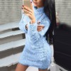 Women Autumn Winter Solid Color Sexy Turtleneck Sweaters Long Sleeve Sweater Mini Dress Knitted Clothes