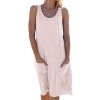 Women Casual Solid Color O Neck Sleeveless Pockets Loose Beach Dress Sleeveless Party Beach Dress 