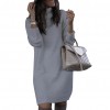 Women Autumn Turtleneck Long Sleeve Warm Loose Knitted Sweater Knee-length Dress Knitted Casual Clothes 
