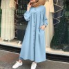 Plus Size 4xl Women Autumn Winter Puff Sleeve  Loose Maxi Long  Shirt Dress Robe Women Vestidos