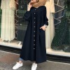 Plus Size 4xl Women Autumn Winter Puff Sleeve  Loose Maxi Long  Shirt Dress Robe Women Vestidos