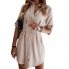 Summer Fashion Dresses Irregular Hem Stitched Waist Long Shirt Mini Dress