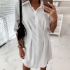 Summer Fashion Dresses Irregular Hem Stitched Waist Long Shirt Mini Dress