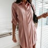 Summer Fashion Dresses Irregular Hem Stitched Waist Long Shirt Mini Dress