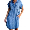 Women Summer Fashion Shirt Dress Irregular Hem Knee-Length Loose Dresses Women's Jean Dress