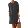 M-3XL Women Casual Vestidos  Dress  Summer Round Neck Long Sleeve Buttons Dress Plus Size Beach Dresses