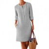 M-3XL Women Casual Vestidos  Dress  Summer Round Neck Long Sleeve Buttons Dress Plus Size Beach Dresses