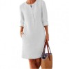 M-3XL Women Casual Vestidos  Dress  Summer Round Neck Long Sleeve Buttons Dress Plus Size Beach Dresses