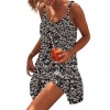 Summer Sexy V-neck Sling Dress Sleeveless Ruffled Hem Leopard Dress Sundress Lady Party wear