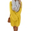  Autumn Solid Color O Neck Plush Sweater Fluffy Loose Knee-length Dress Knitted Casual Clothes  