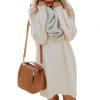  Autumn Solid Color O Neck Plush Sweater Fluffy Loose Knee-length Dress Knitted Casual Clothes  