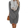  Autumn Solid Color O Neck Plush Sweater Fluffy Loose Knee-length Dress Knitted Casual Clothes  