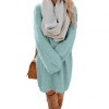  Autumn Solid Color O Neck Plush Sweater Fluffy Loose Knee-length Dress Knitted Casual Clothes  