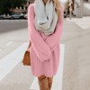  Autumn Solid Color O Neck Plush Sweater Fluffy Loose Knee-length Dress Knitted Casual Clothes  