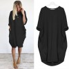 Women Casual Solid Color O Neck Long Sleeve  Knee-Length Baggy Dress Streetwear Casual Dresses