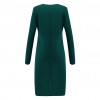  Women Autumn Long Sleeve Deep V Neck Pleated  Knee-length Dress Casual  High Stretchy Package Dress 