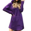  Women Hoodie Dress Casual Long Sleeve Pocket Drawstring Loose Hoodie Mini Dress