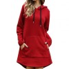  Women Hoodie Dress Casual Long Sleeve Pocket Drawstring Loose Hoodie Mini Dress