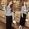Women Long Sleeve V Neck Knit Pullover Top Vest Dress Two-Pieces Suits Loose Dress Winter