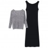 Women Long Sleeve V Neck Knit Pullover Top Vest Dress Two-Pieces Suits Loose Dress Winter