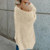 Women Sexy Off Shoulder Knitted Sweater Solid Loose Flare Sleeve Pullover Jumpers 