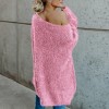 Women Sexy Off Shoulder Knitted Sweater Solid Loose Flare Sleeve Pullover Jumpers 