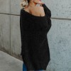 Women Sexy Off Shoulder Knitted Sweater Solid Loose Flare Sleeve Pullover Jumpers 