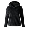 Women Casual Sweatshirts Warm Plush Solid Color Long Sleeve Hooded Sweatshirt