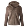 Women Casual Sweatshirts Warm Plush Solid Color Long Sleeve Hooded Sweatshirt