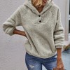 Women Casual Sweatshirts Warm Plush Solid Color Long Sleeve Hooded Sweatshirt