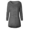 Women Autumn Winter O-Neck Long Sleeve Loose Pullover Fuzzy Sweater