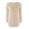 Women Autumn Winter O-Neck Long Sleeve Loose Pullover Fuzzy Sweater