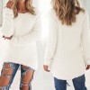 Women Autumn Winter O-Neck Long Sleeve Loose Pullover Fuzzy Sweater