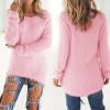 Women Autumn Winter O-Neck Long Sleeve Loose Pullover Fuzzy Sweater