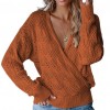 Women Sweater Deep V Neck Wrap Hollow Long Sleeve Sweater