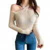 Autumn Women Sexy Off Shoulder Halter Sweater Fashion Long Sleeve Casual Solid Sweater