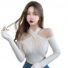 Autumn Women Sexy Off Shoulder Halter Sweater Fashion Long Sleeve Casual Solid Sweater