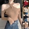 Autumn Women Sexy Off Shoulder Halter Sweater Fashion Long Sleeve Casual Solid Sweater