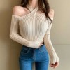 Autumn Women Sexy Off Shoulder Halter Sweater Fashion Long Sleeve Casual Solid Sweater