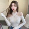 Autumn Women Sexy Off Shoulder Halter Sweater Fashion Long Sleeve Casual Solid Sweater