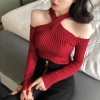 Autumn Women Sexy Off Shoulder Halter Sweater Fashion Long Sleeve Casual Solid Sweater